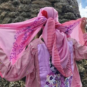 Large Designer Scarf Hot Pink Scarf 100% Cotton Country Horseshoe Cowboy…